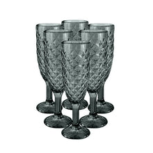 Set 6 Copas Champagne Flores  Gris