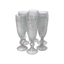 Set 6 Copas Champagne Flores  Gris