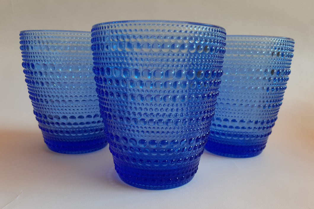 Set 6 Vasos Vidrio Bajo Puntitos  Cobalto
