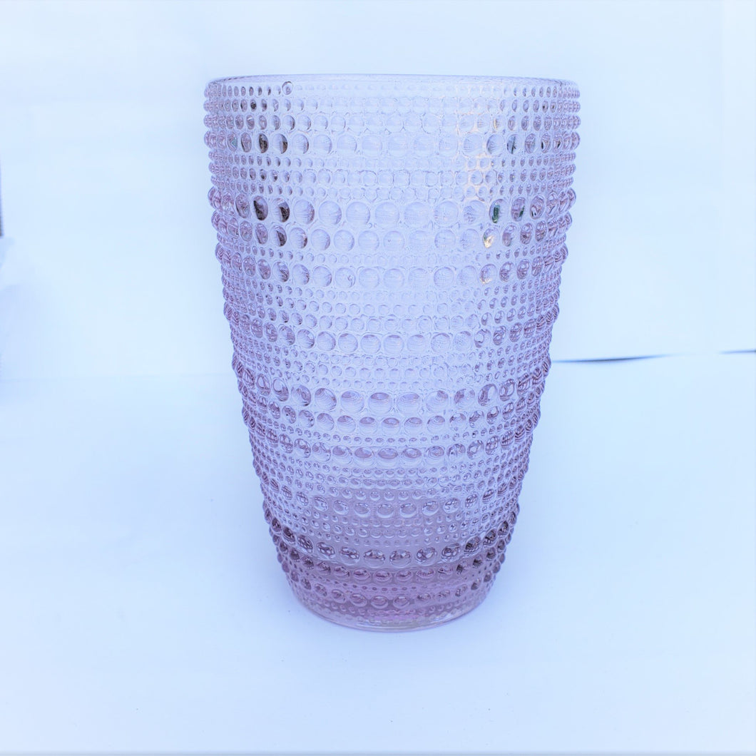 Set 6 Vasos Vidrio Alto Puntitos Rosado