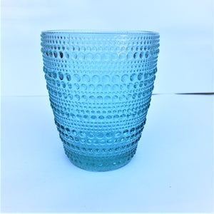 Set 6 Vasos Vidrio Bajo Puntitos Azul