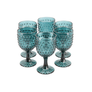 Set 6 Copas Vidrio  Puntos Azul