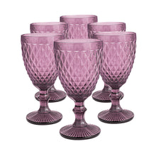 Set 6 Copas Vidrio Diamante VC   Palo de rosa
