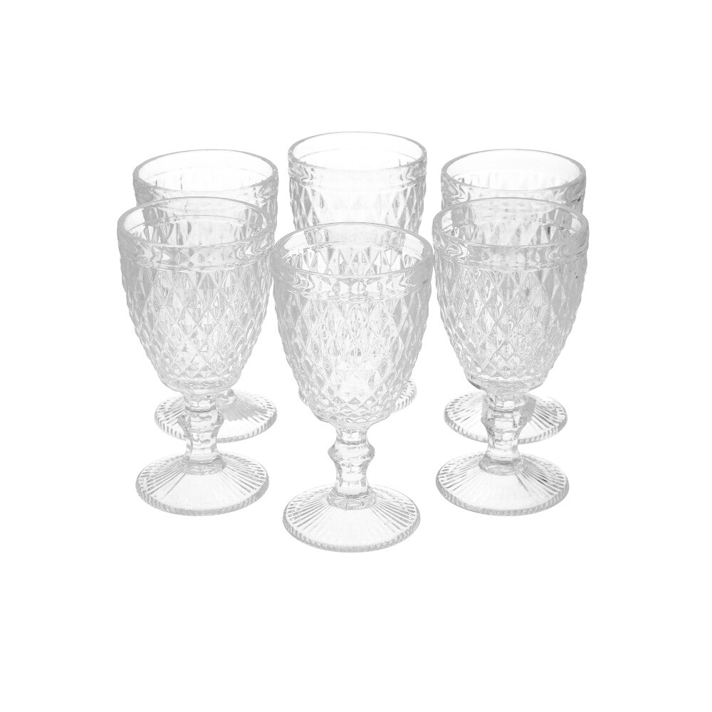 Set 6 Copas Vidrio Diamante  Transparente