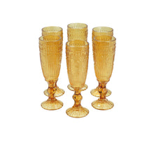 Set 6 Copas Champagne Flores  Verde Botella
