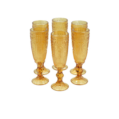 Set 6 Copas Champagne Flores  Ámbar