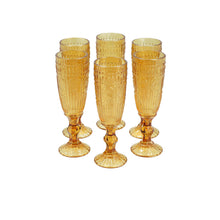 Set 6 Copas Champagne Flores  Grafito