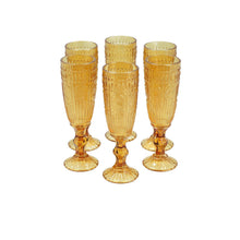 Set 6 Copas Champagne Flores  Gris
