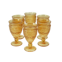 Set 6 Copas Vidrio Flores  Ámbar