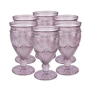Set 6 Copas Vidrio Flores  Malva