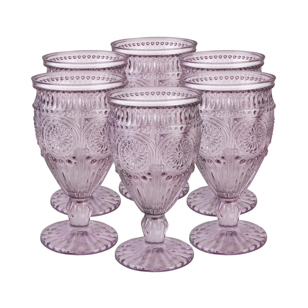 Set 6 Copas Vidrio Flores  Malva