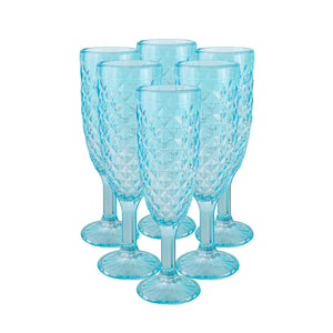 Set 6 Copas Champagne Rombos  Dorada
