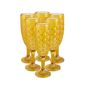 Set 6 Copas Champagne Rombos  Dorada
