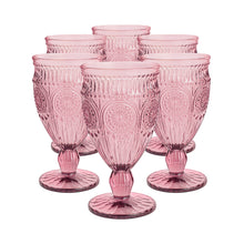 Set 6 Copas Vidrio Flores VC  Rosa