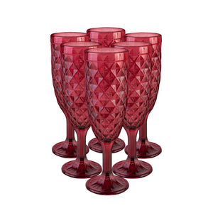 Set 6 Copas Champagne Rombos  Dorada