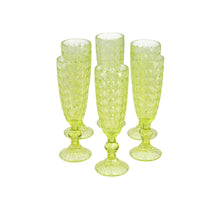 Set 6 Copas Champagne Flores  Verde