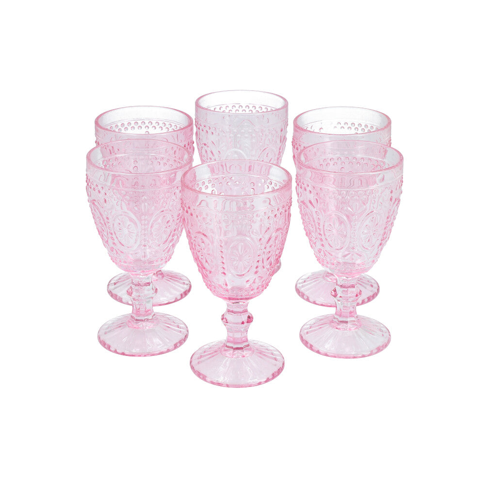Set 6 Copas Vidrio Girasol  Rosada