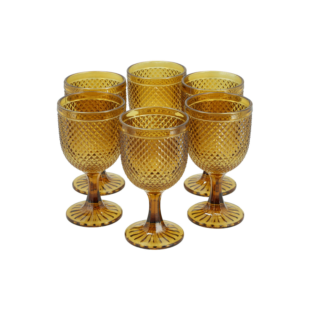 Set 6 Copas Vidrio  Panal Ambar