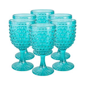 Set 6 Copas Vidrio  Puntos Lila