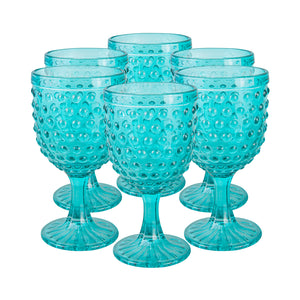 Set 6 Copas Vidrio  Puntos Azul