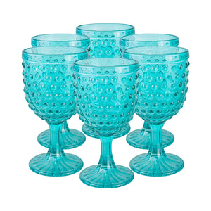 Set 6 Copas Vidrio  Puntos Verde Botella