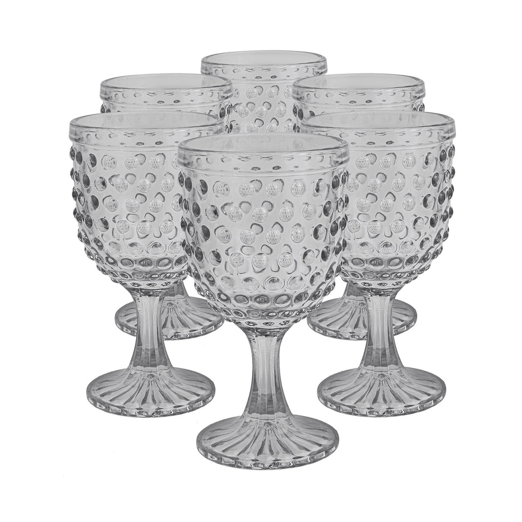 Set 6 Copas Vidrio  Puntos Gris
