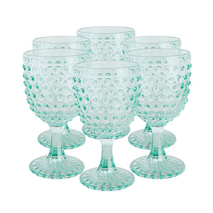 Set 6 Copas Vidrio  Puntos Verde Botella