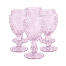 Set 6 Copas Vidrio Panal Pie VC  Rosa