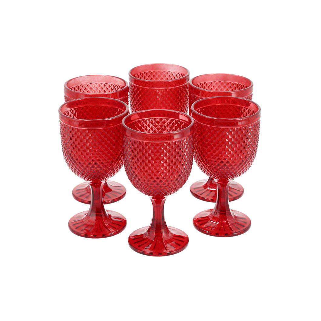 Set 6 Copas Vidrio  Panal  Rojas