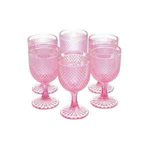Set 6 Copas Vidrio  Panal Verde Botella