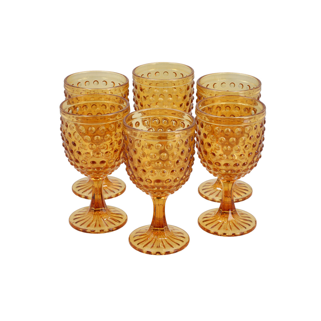 Set 6 Copas Vidrio  Puntos Ámbar
