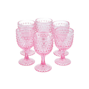 Set 6 Copas Vidrio  Puntos Lila