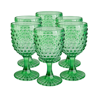 Set 6 Copas Vidrio  Puntos Verde Botella