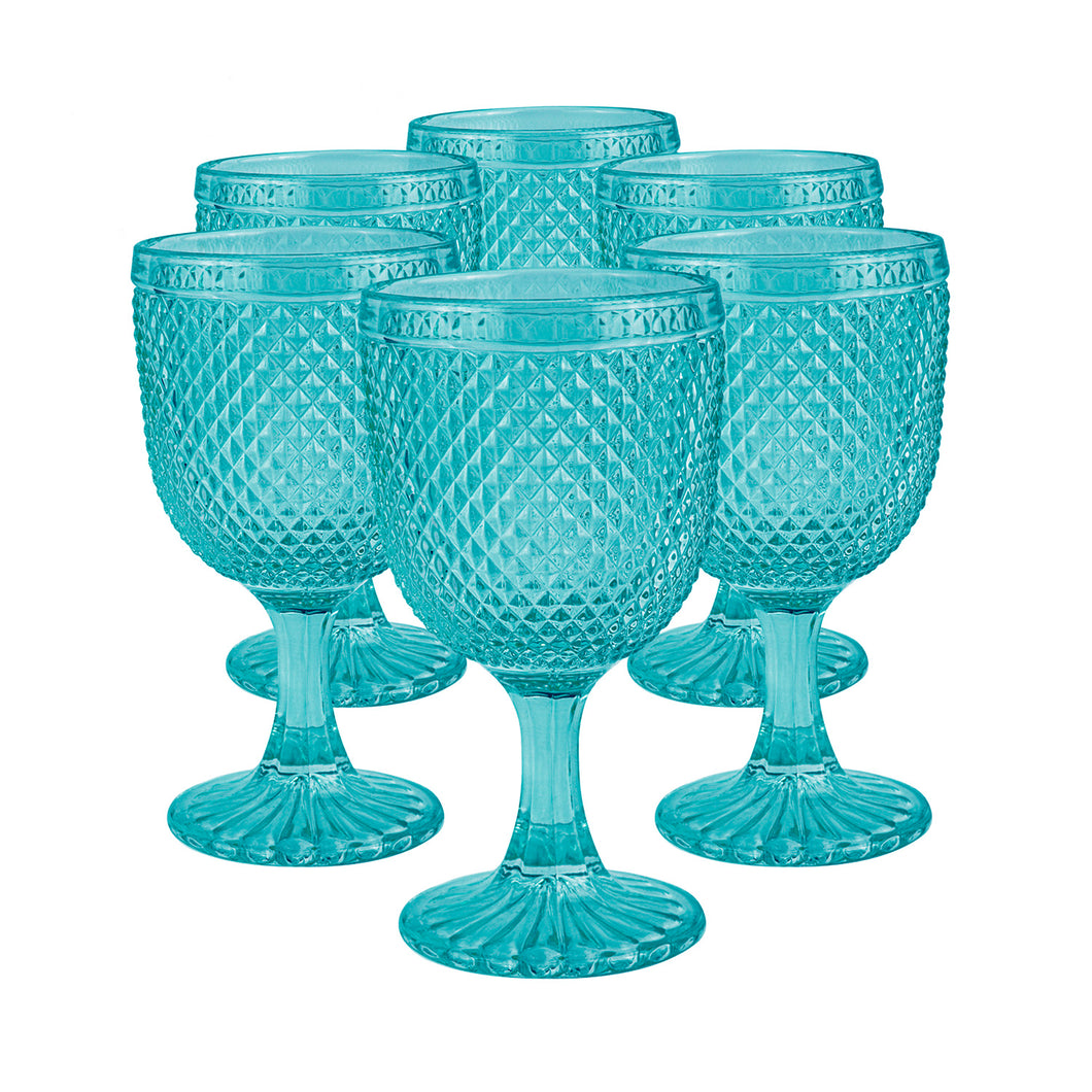 Set 6 Copas Vidrio  Panal Esmeralda