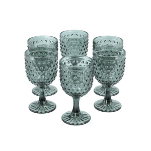 Set 6 Copas Vidrio  Puntos Azul