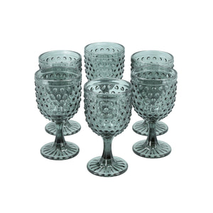 Set 6 Copas Vidrio  Puntos Verde Botella
