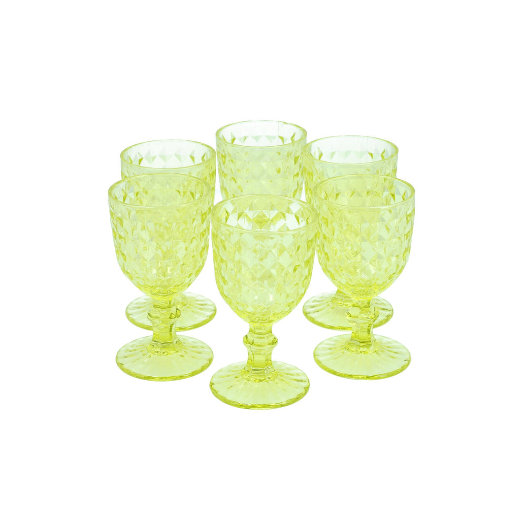 Set 6 Copas Chica Rombos  Verde Limón