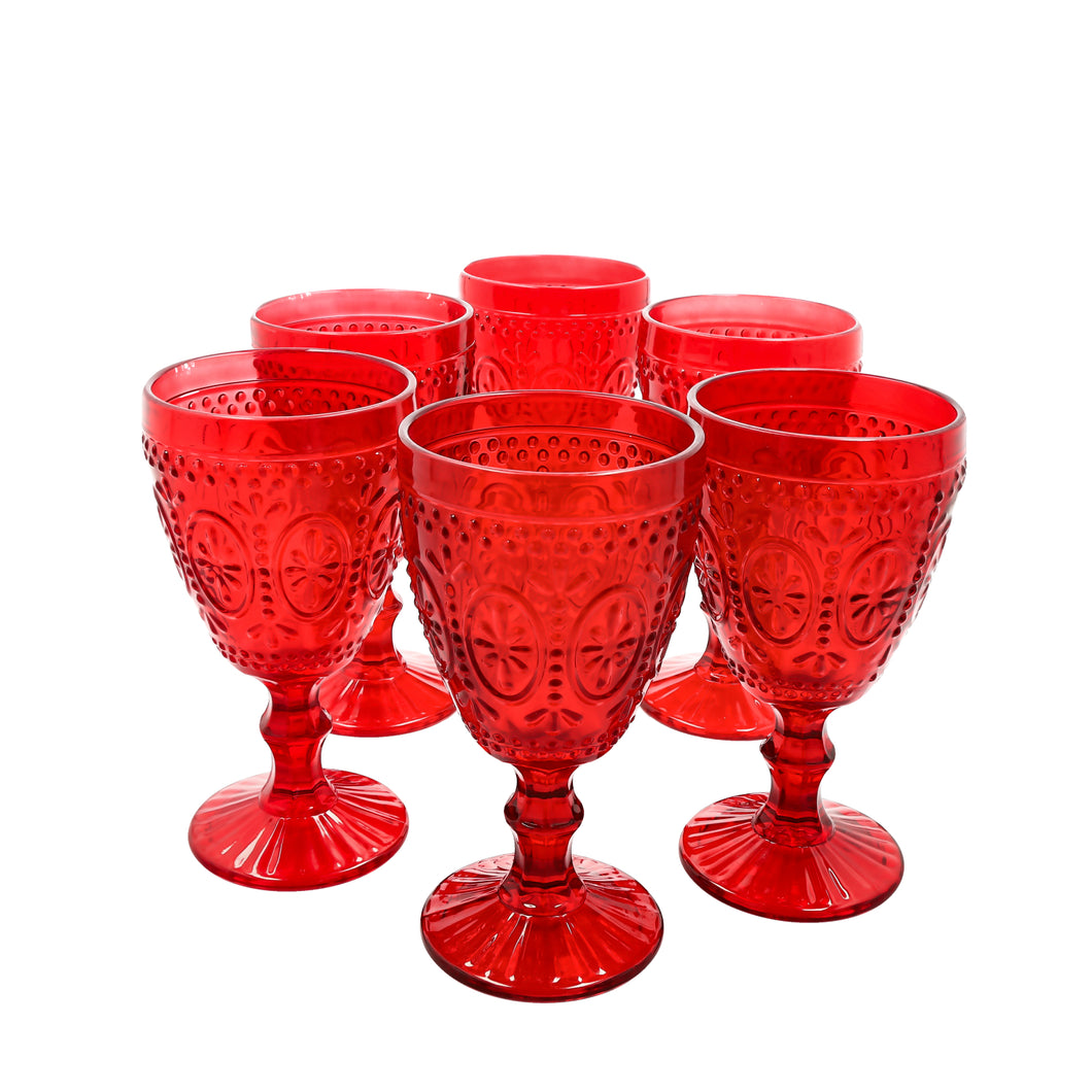 Set 6 Copas Vidrio Girasol  Rojas