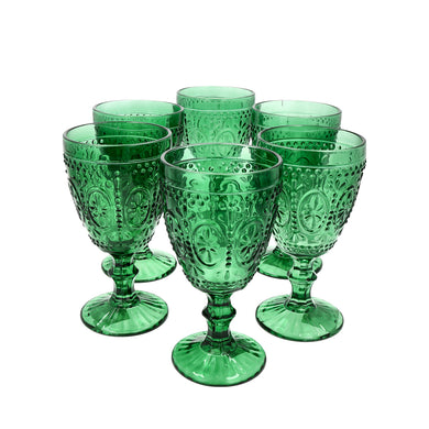 Set 6 Copas Vidrio Girasol  Verde Botella