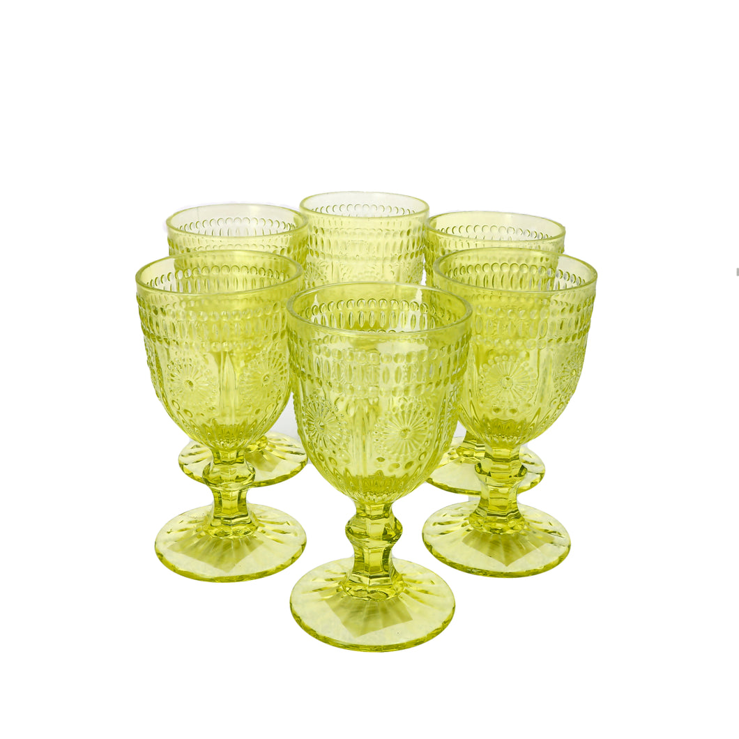 Set 6 Copas Chica Vidrio Margarita  Verde Limón