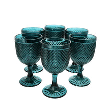 Set 6 Copas Vidrio  Panal Verde Botella