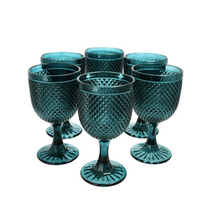Set 6 Copas Vidrio  Panal Verde Botella