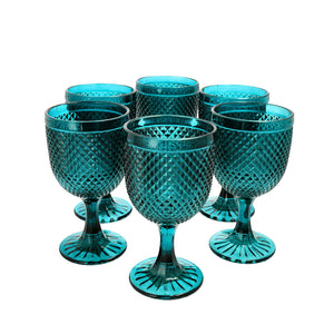 Set 6 Copas Vidrio  Panal Verde Botella