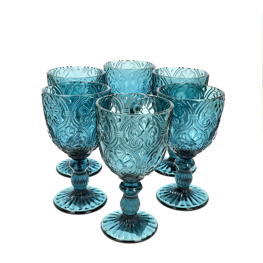 Set 6 Copas Vidrio Lis  Azul