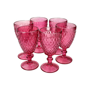 Set 6 Copas Vidrio Diamante  Rosada