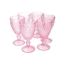 Set 6 Copas Vidrio Diamante  Rosada
