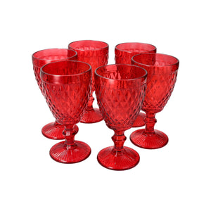 Set 6 Copas Vidrio Diamante  Rosada