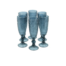 Set 6 Copas Champagne Flores  Grafito