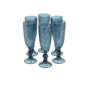 Set 6 Copas Champagne Flores  Grafito