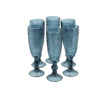 Set 6 Copas Champagne Flores  Verde